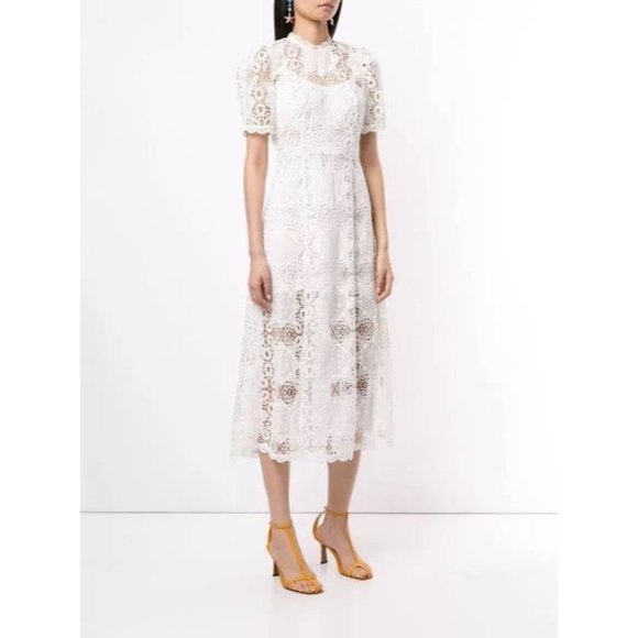 Alice McCall Diamond Veins Lace Midi Dress in White size 2